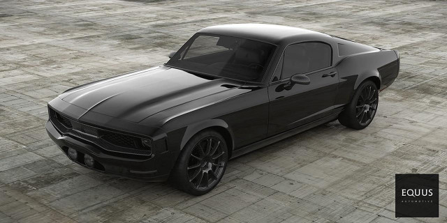 Black sports car brick road free wallpaper for desktop - medium preview image