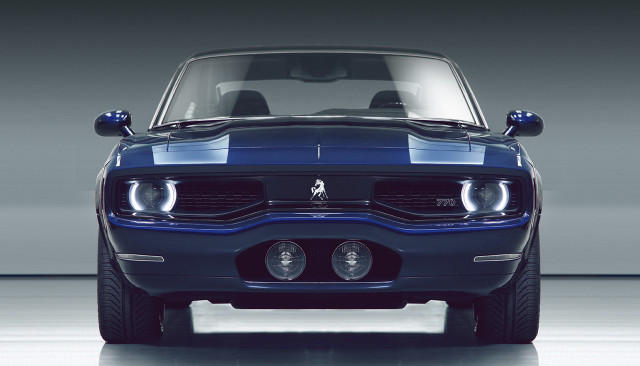 Blue mustang studio photo realistic free wallpaper for desktop - medium preview image