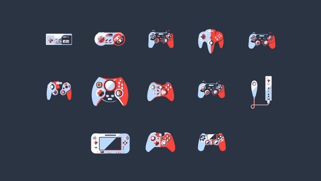 Video game controllers colorful shapes free wallpaper for desktop - medium preview image