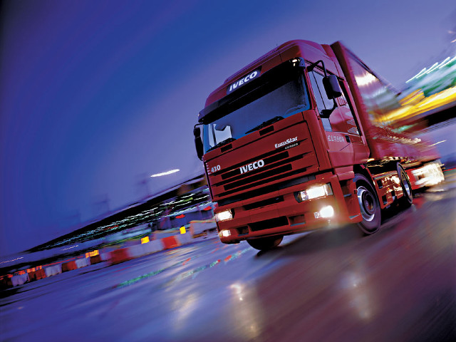 Red truck night street bridge free wallpaper for desktop - medium preview image