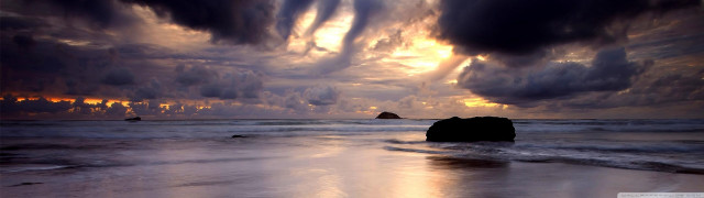 Beach rock cloudy sky water free wallpaper for desktop - medium preview image