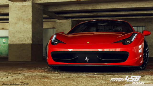 Red ferrari sports car garage free wallpaper for desktop - medium preview image