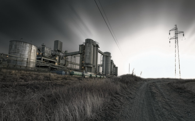 Dirt road factory background power free wallpaper for desktop - medium preview image
