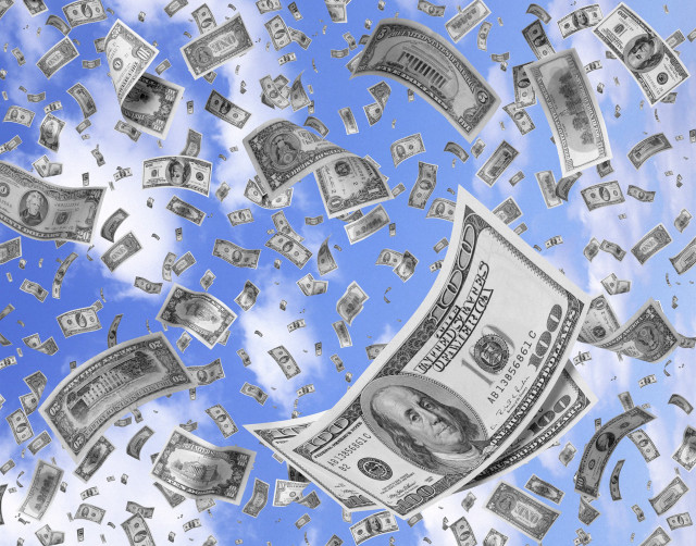 Money floating blue sky clouds free wallpaper for desktop - medium preview image