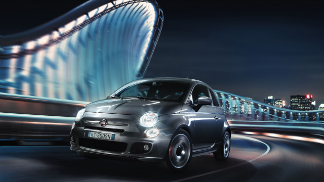 Small car city street night free wallpaper for desktop - medium preview image