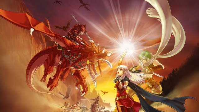 Anime couple sunset dragon sword free wallpaper for desktop - medium preview image