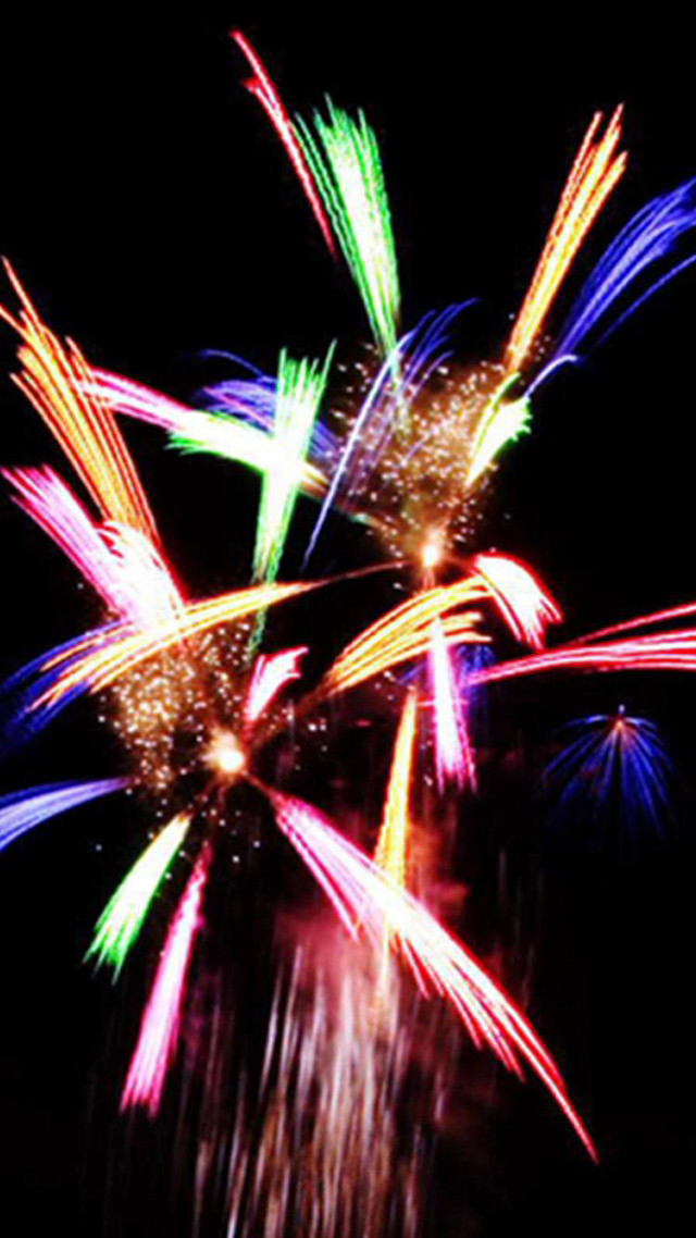 Colorful fireworks night sky black free wallpaper for mobile - medium preview image