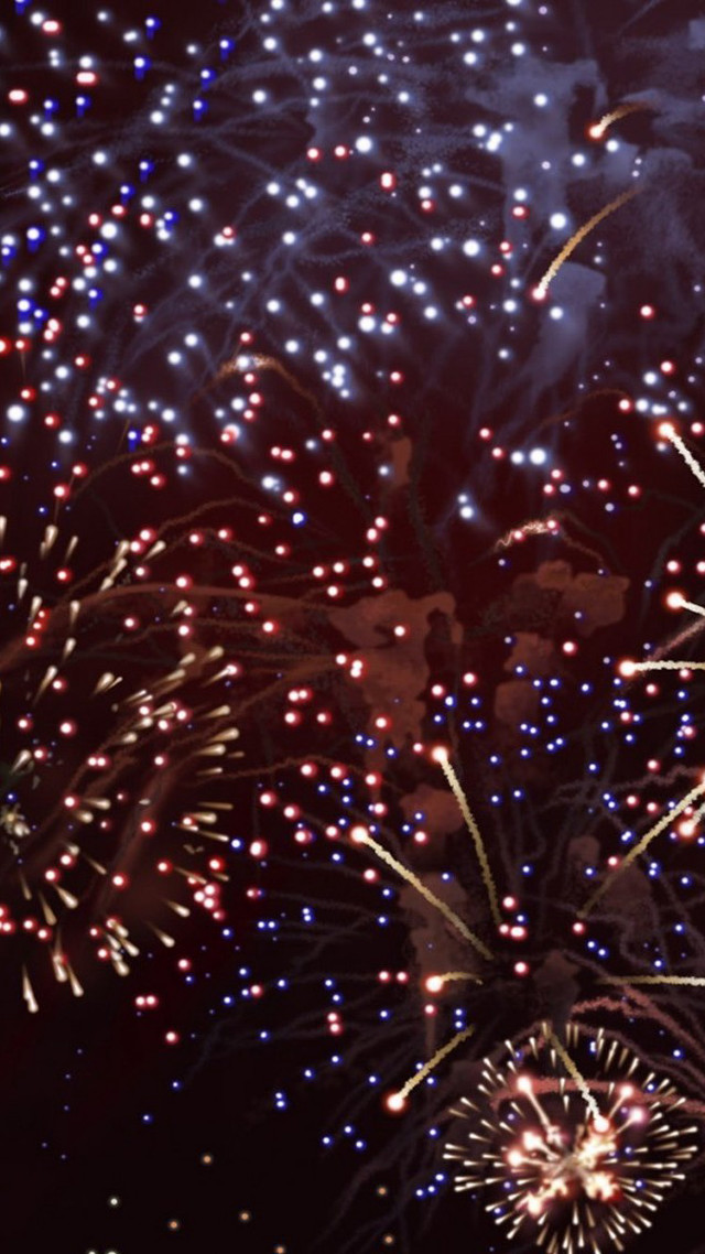 Fireworks sky lights clock celebration free wallpaper for mobile - medium preview image