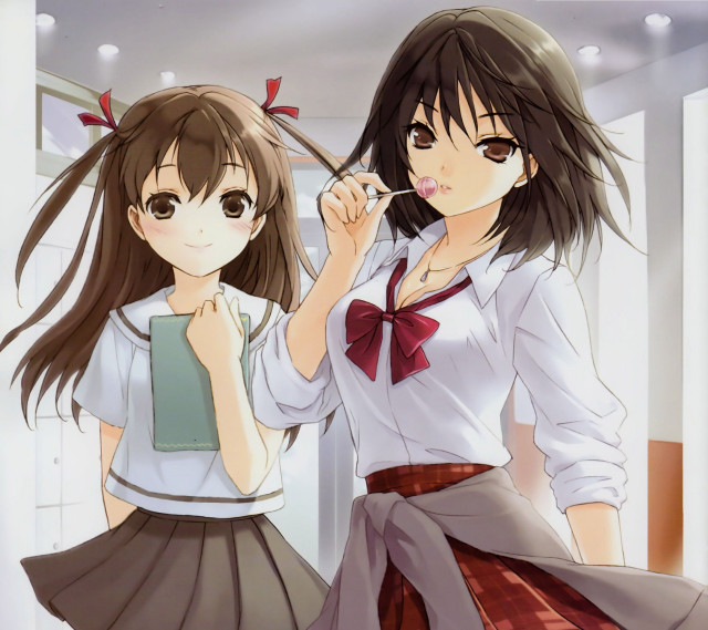 Girls school uniforms brushing teeth free wallpaper for tablet - medium preview image