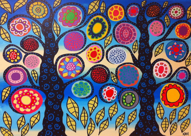 Colorful tree art with varied free wallpaper for desktop - medium preview image