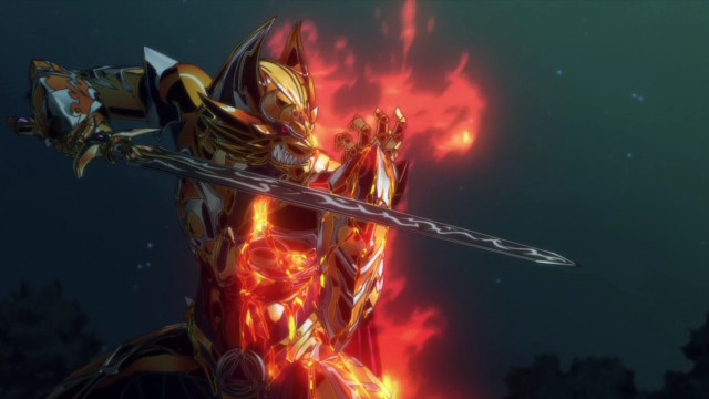 Armor sword fire sky trees free wallpaper for desktop - medium preview image