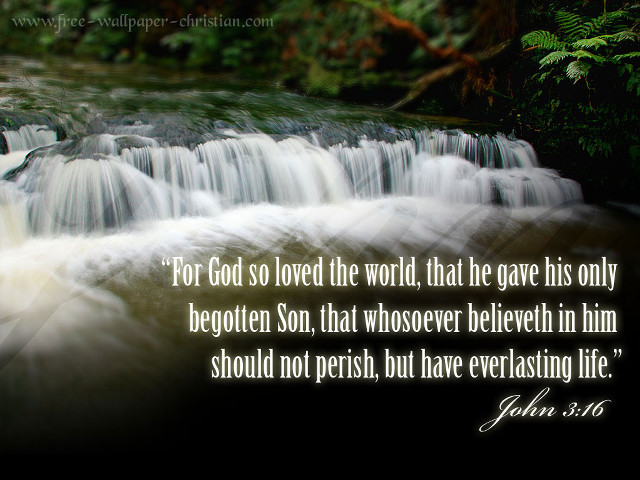 Waterfall bibleverse mosaic love nature free wallpaper for desktop - medium preview image