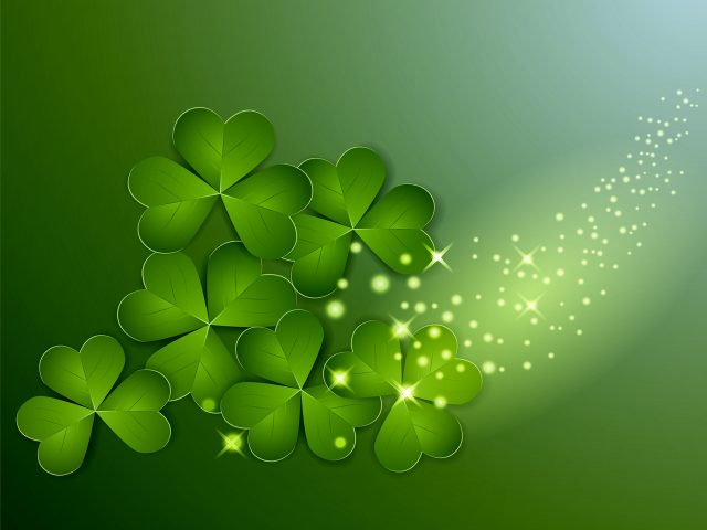 Green background leaf clovers star free wallpaper for desktop - medium preview image