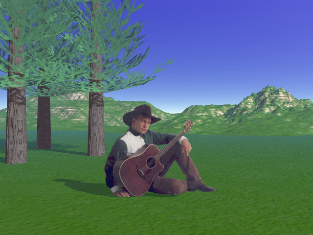 Man guitar grass mountain trees free wallpaper for desktop - medium preview image