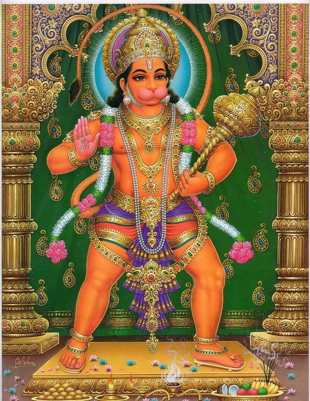 Hindu god green background gold free wallpaper for mobile - medium preview image