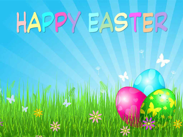 Happy easter card eggs grass free wallpaper for desktop - medium preview image