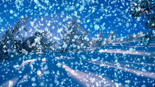 Snow covered landscape trees snowflakes free wallpaper for desktop - medium preview image