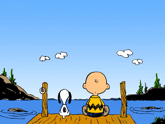 Cartoon man dock dog water #2 free wallpaper for desktop - medium preview image