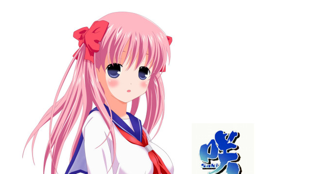 Girl pink hair bow blue free wallpaper for desktop - medium preview image