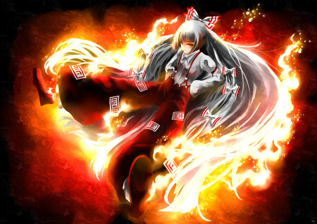 Person red white outfit sword free wallpaper for desktop - medium preview image