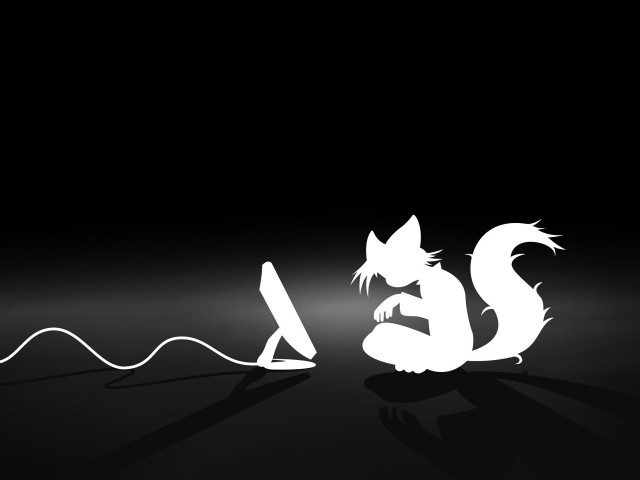 Cat computer mouse desk black free wallpaper for desktop - medium preview image
