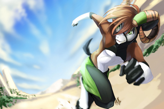Cartoon character running desert sky free wallpaper for desktop - medium preview image