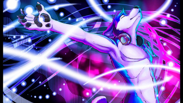 Woman headphones cat arm circles free wallpaper for desktop - medium preview image