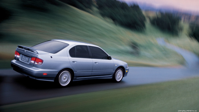 Silver car driving road forest #2 free wallpaper for desktop - medium preview image