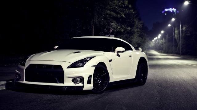 White sports car night road #8 free wallpaper for desktop - medium preview image