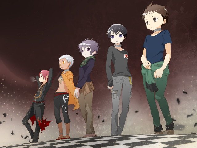 Group people checkered floor dark free wallpaper for desktop - medium preview image