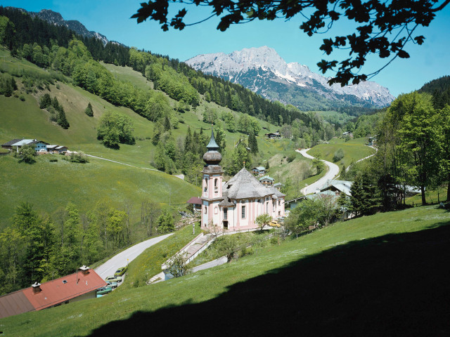 Church valley mountain road winding free wallpaper for desktop - medium preview image