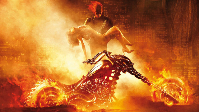 Woman motorcycle fire ground man free wallpaper for desktop - medium preview image