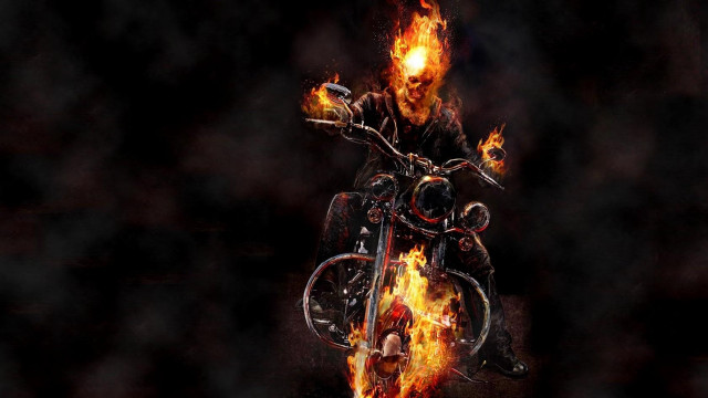 Motorcycle fire person black background free wallpaper for desktop - medium preview image