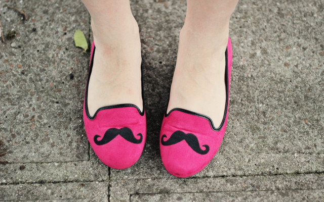Woman feet pink shoes mustache free wallpaper for desktop - medium preview image