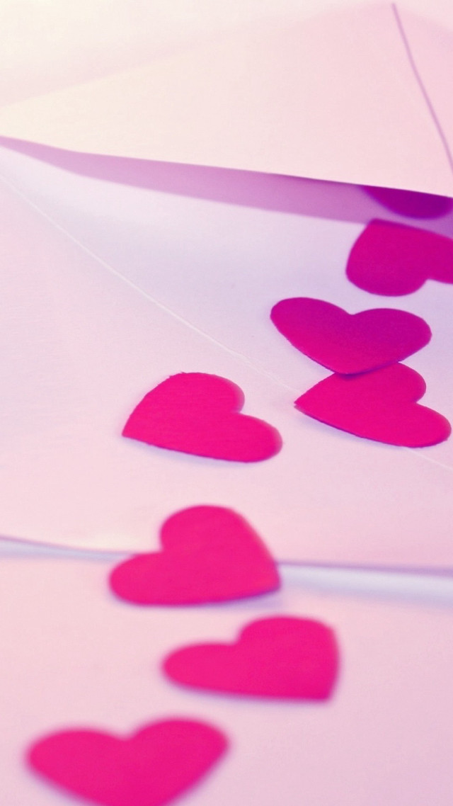 Hearts white surface pink envelope free wallpaper for mobile - medium preview image