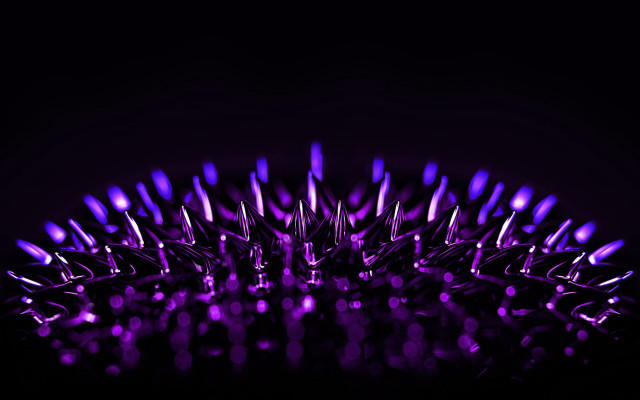 Purple spiked object black background free wallpaper for desktop - medium preview image