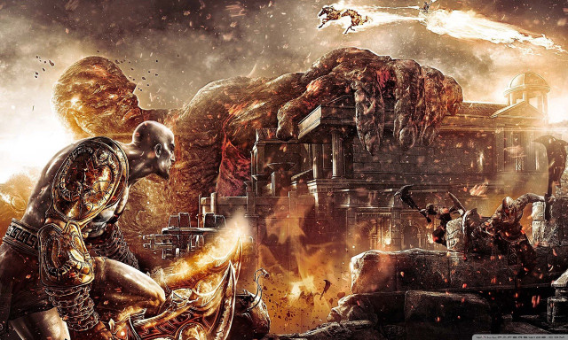 Man motorcycle monster city flames free wallpaper for desktop - medium preview image
