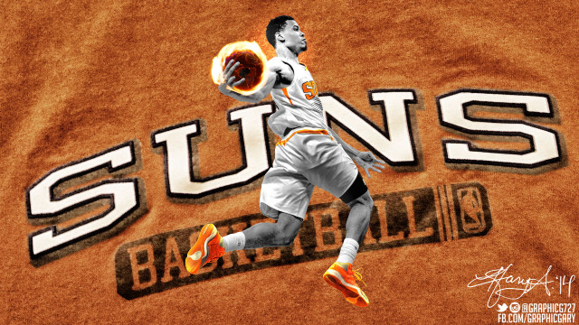 Man running basketball suns logo free wallpaper for desktop - medium preview image