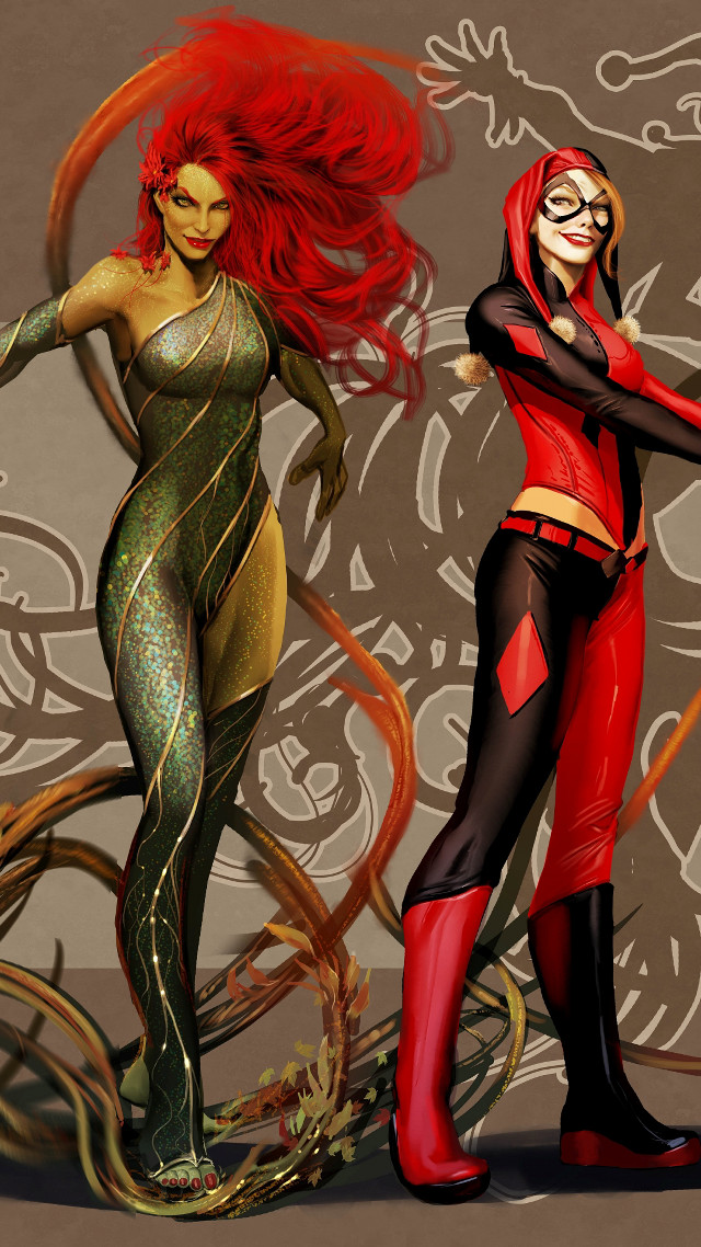 Costumed women arms around backs free wallpaper for mobile - medium preview image