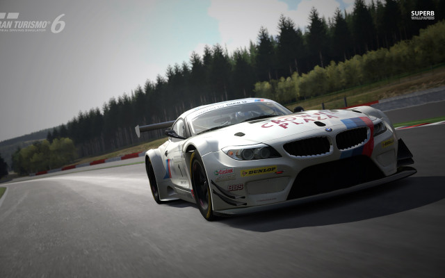 White car race track trees free wallpaper for desktop - medium preview image