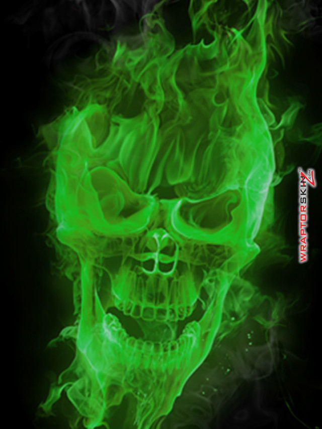 Green skull black background white #2 free wallpaper for mobile - medium preview image