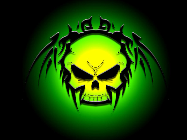 Skull green background black wings free wallpaper for desktop - medium preview image