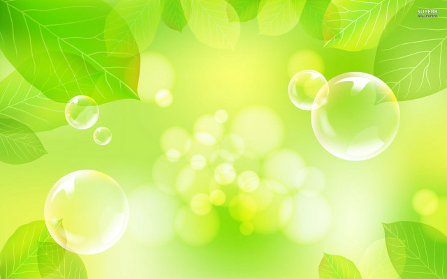 Green background bubbles leaves nature free wallpaper for desktop - medium preview image