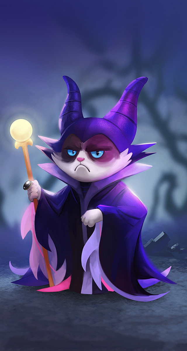 Cartoon cat wizard holding wand free wallpaper for mobile - medium preview image