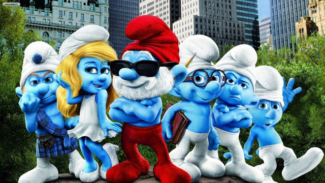 Cartoon characters cityscape smurf foreground free wallpaper for desktop - medium preview image