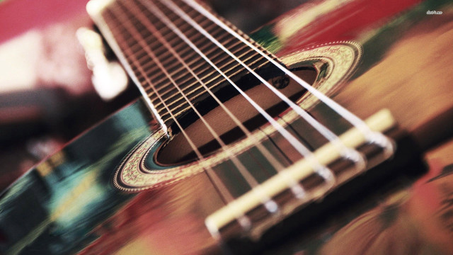 Guitar neck strings closeup blurry free wallpaper for desktop - medium preview image