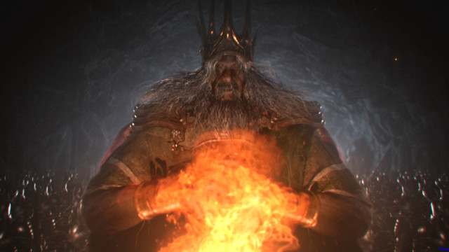 Bearded man holding fireball dark free wallpaper for desktop - medium preview image