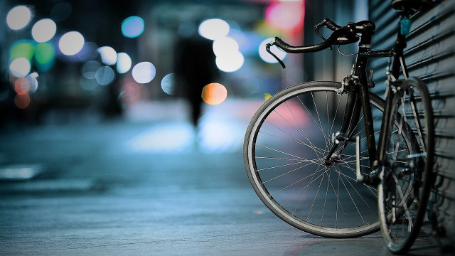 Bicycle wall night person tilt free wallpaper for desktop - medium preview image