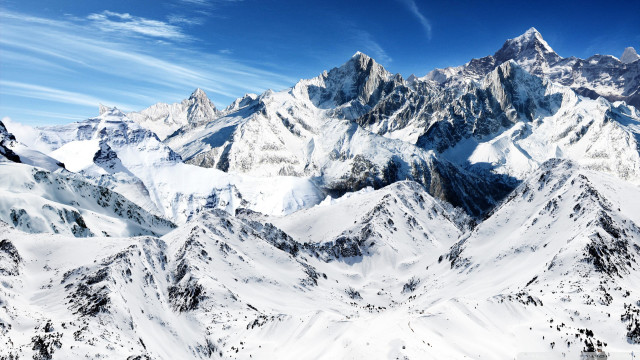 Snowy mountain range blue sky #6 free wallpaper for desktop - medium preview image