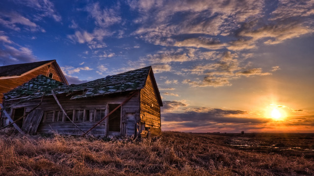 Dilapidated building sunset urban decay free wallpaper for desktop - medium preview image